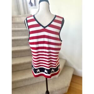 Vintage Liz Claiborne American Flag Knit Cotton Tank Top
